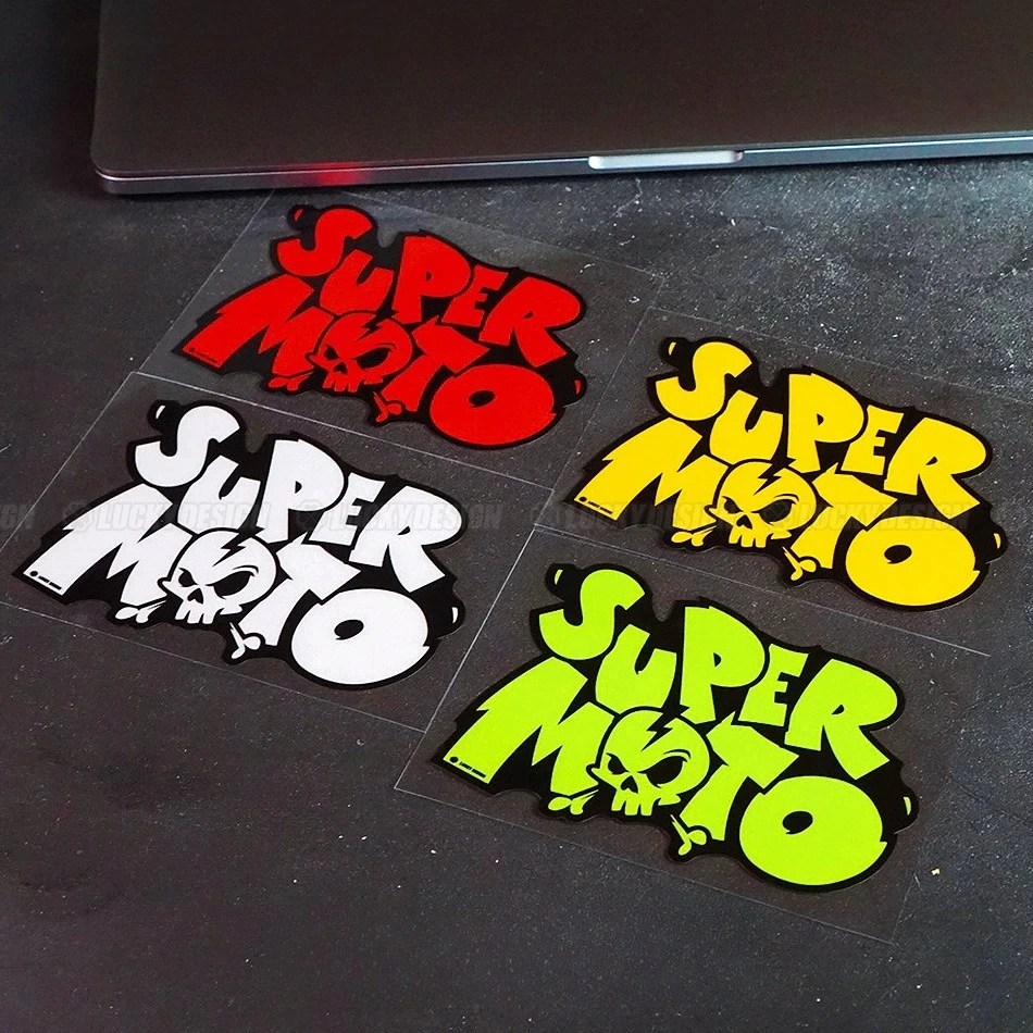 Moto Skull Fun Graphic Stickers, Waterproof Reflective Vinyl Decals for SUV & Off Road Motorcycle Body Scratch Cover Decor