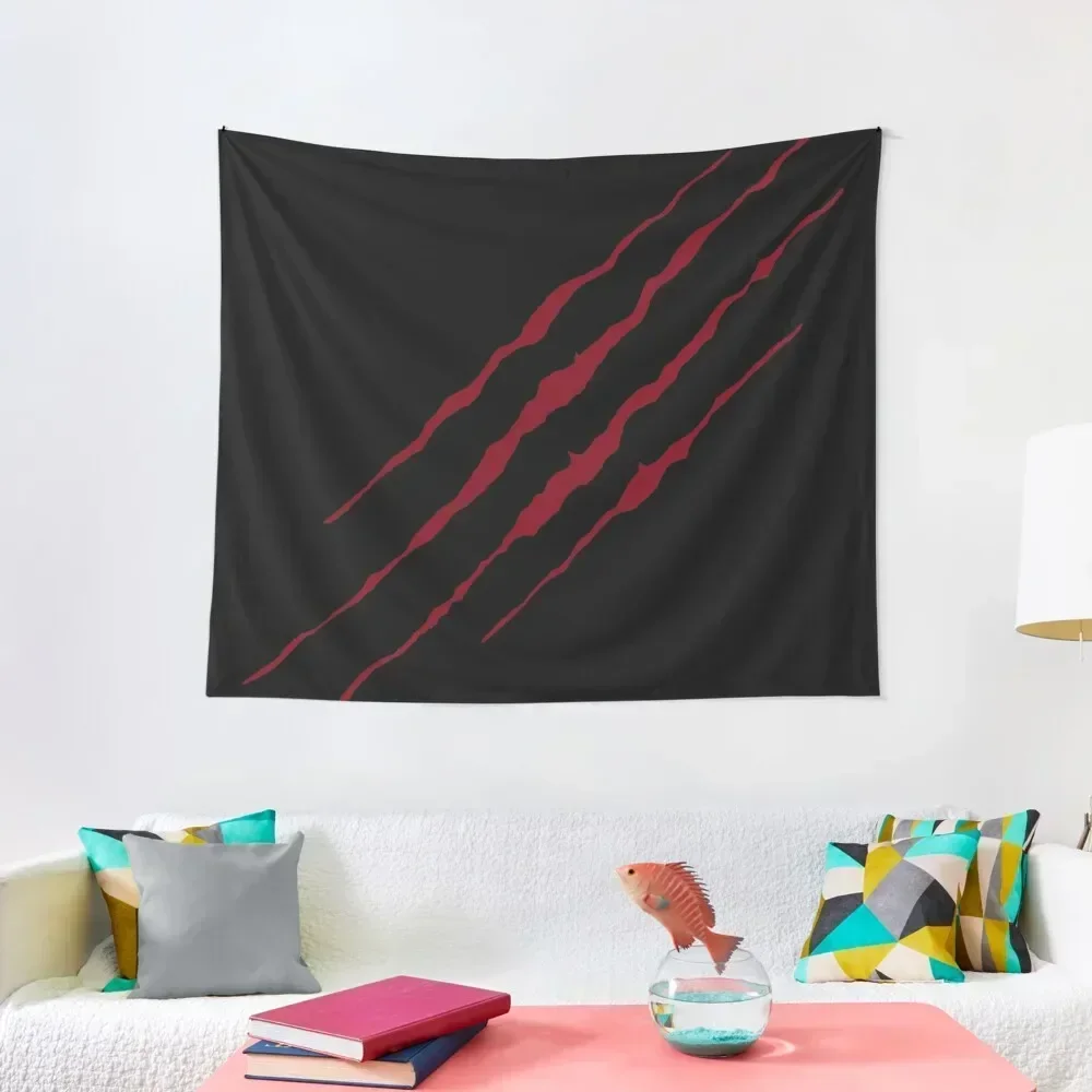 Red Claw Slash Marks Tapestry Cute Room Things Home Decorations Aesthetic Hanging Wall Tapestry