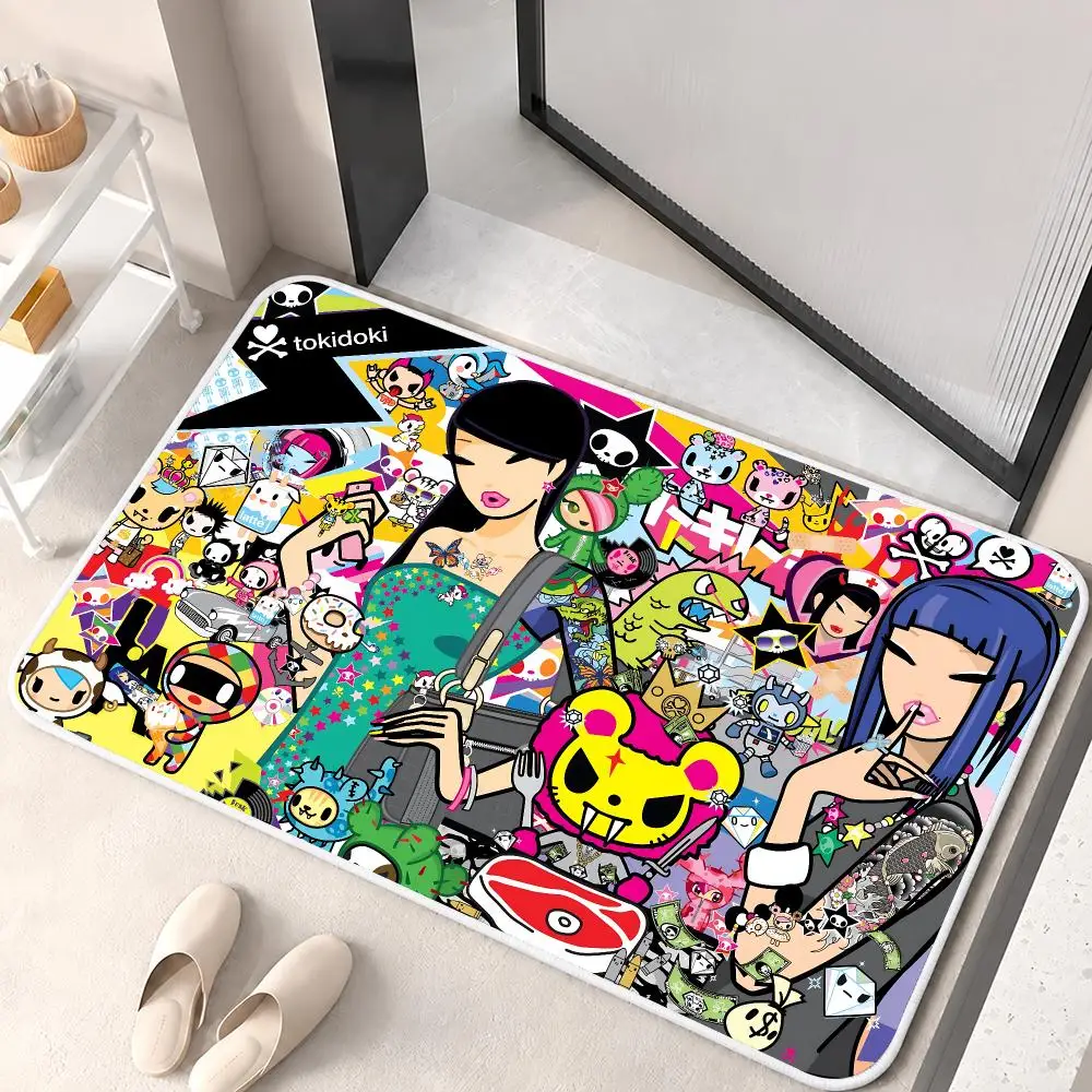 T-tokidoki Japan Abstract Floor Mat Flannel Rug Soft Non Slip Washable Door Mat For Bathroom Bedroom Kitchen Home Decor