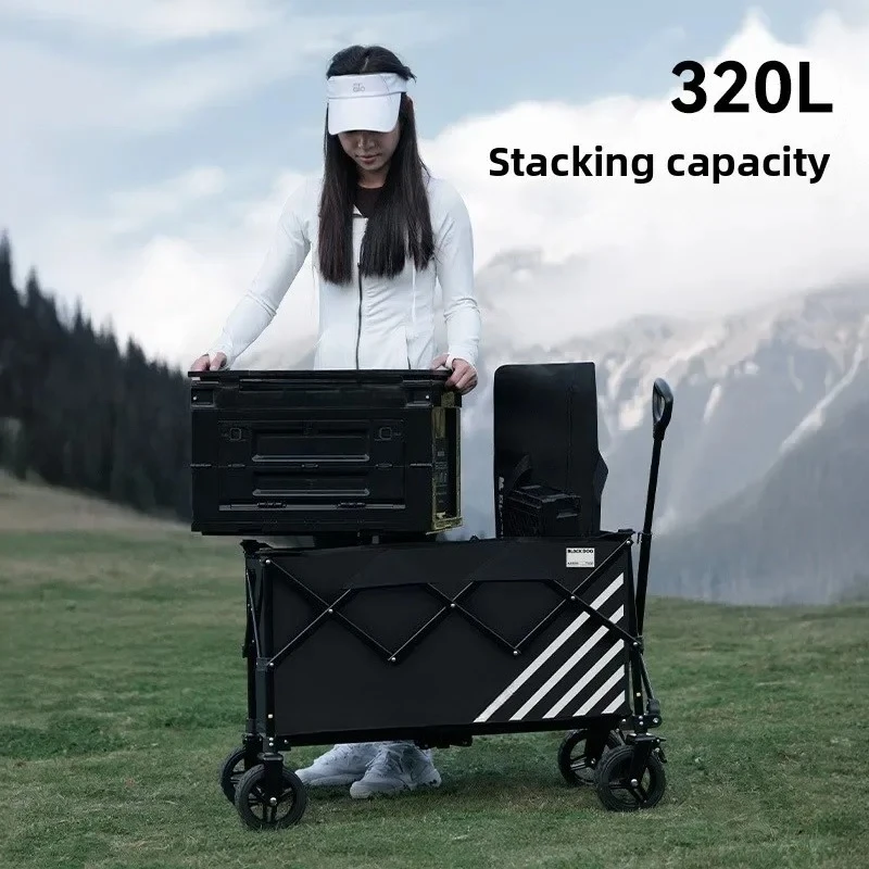 Camping Outdoor Trolley Family Shopping Cart Foldable Portable 320L Storage All Terrain Detachable Four-way