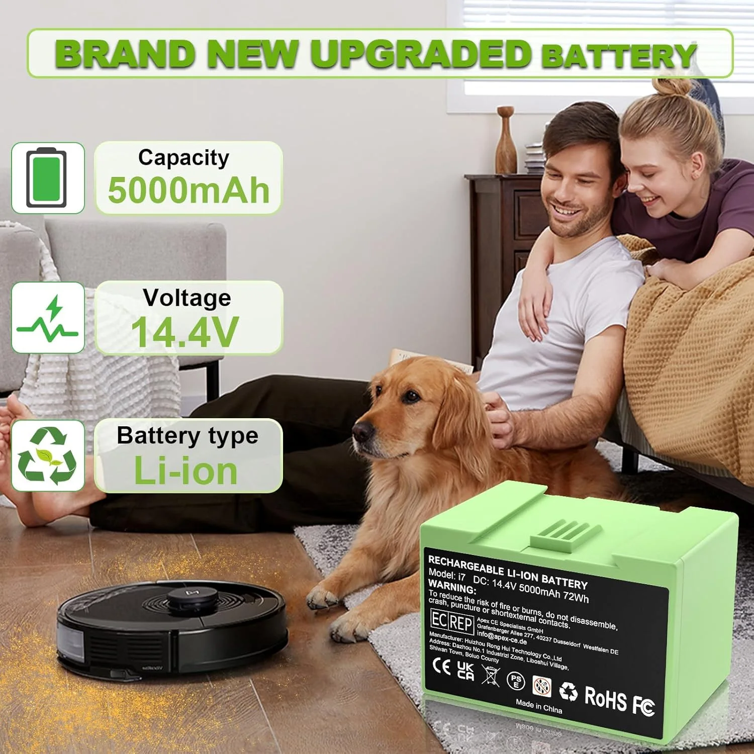 14.4 فولت 5000 مللي أمبير i7 تبديل البطارية لسلسلة رومبا e & i i i7 + i8 i6 i4 i4 + i3 i3 + i7158 J7 7150 7550 و e e5 e6 e5150 e5152 #2