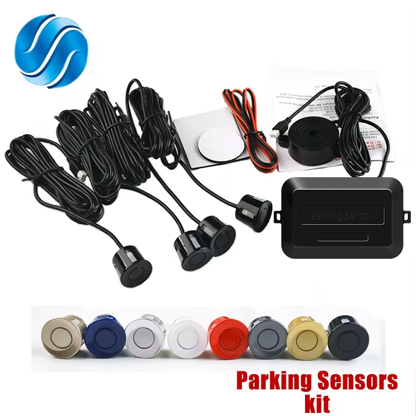 SINOVCLE Car Parking Sensor Kit Buzzer 4 Sensors With Drill Hole Saw 22mm Reverse Radar Sound Alert Indicator System 8 Colors