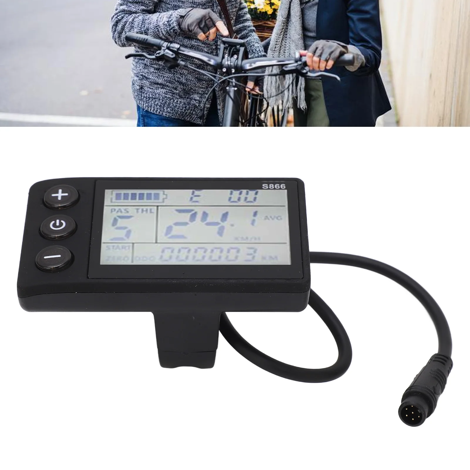 

Electric Bike Display Bike LCD Display Meter Lightweight IP65 Waterproof Backlighting Practical for Mountain Bike Conversion