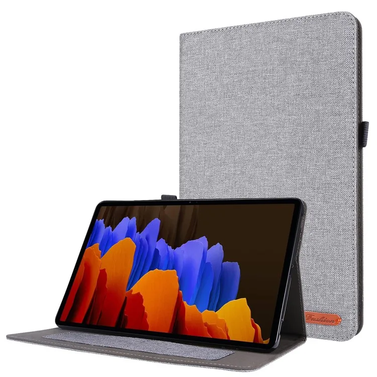 

Cloth Texture Card Slots Stand Leather Protective Case for Samsung Galaxy Tab S7 T870 / S8 - Grey