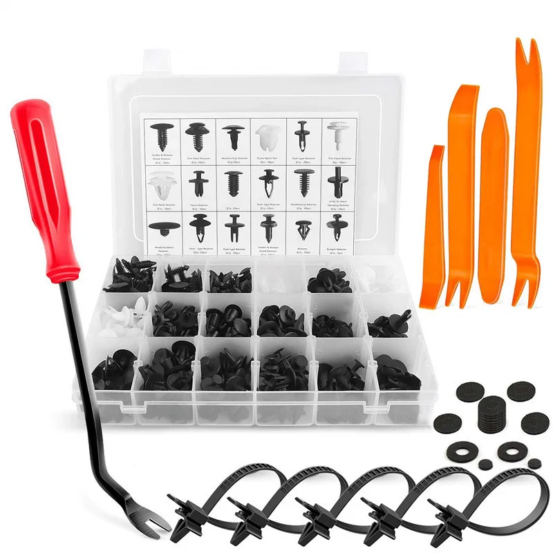 415pcs Mixed Size Car Plastic Retainer Clips Automobile Fender Push Pin Trim Panel Retainer Automobile BumperFasteners Tool