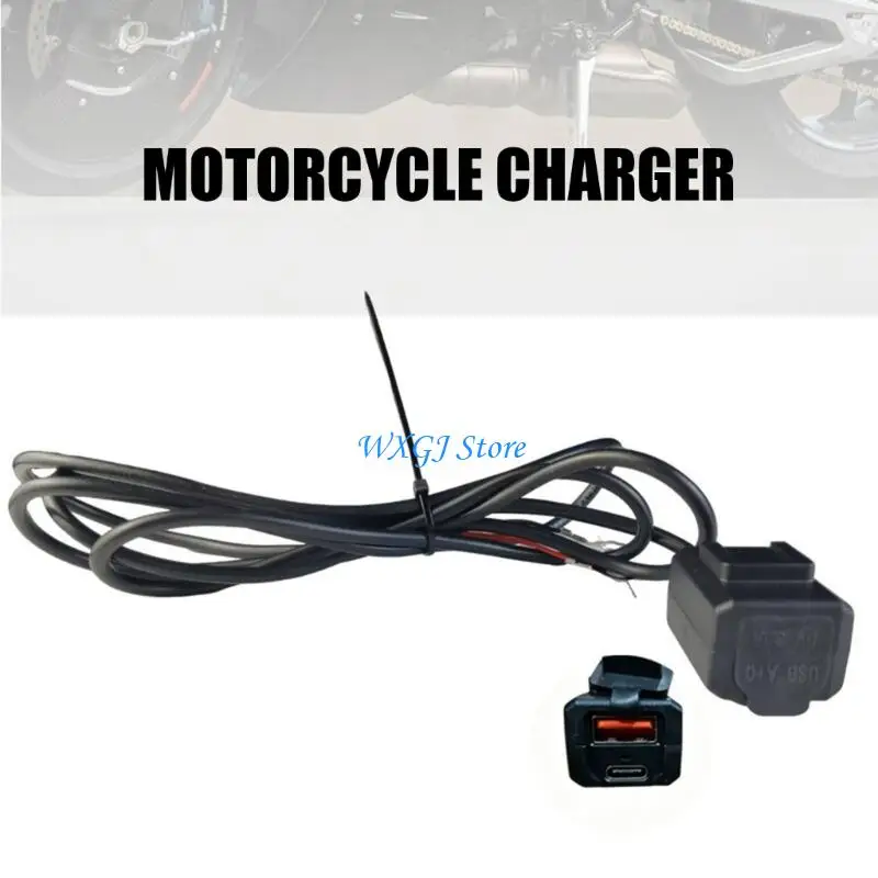 37JE Motorcycle Handlebar Fast Chargers 12/24V USB Waterproof Design Shockproof ABS