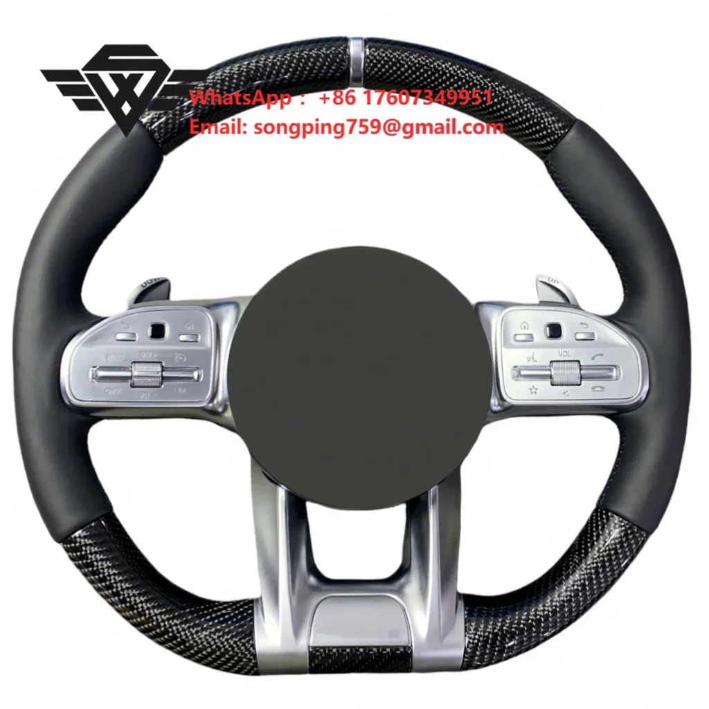 Customized Carbon Fiber Steering Wheel with Metal Label Suitable for Mercedes AMG C63 GT C43 C63 W221 S63 W205 W204 W213