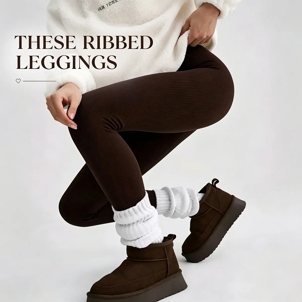 Gerippte Leggings für Damen, gestrickte Leggings, nahtlose, figurbetonte Leggings, hochtaillierte, formgebende Leggings, hoch elastische Yoga- und Fitnesshosen. – Detail 4