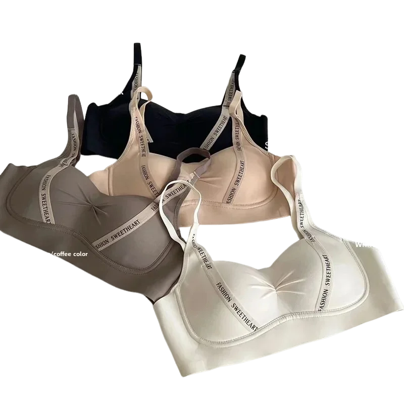 Soft Letter Pattern Bra Women's Strapless Wireless Comfortable Underwear Chinese Mainland Production Home Fashion KUCLUT