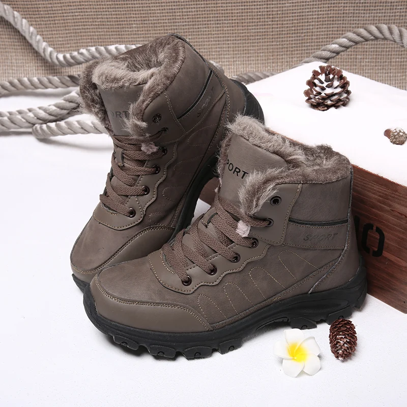 

Мужские зимние ботинки с высоким берцем и хлопковой подкладкой 2026, теплые зимние ботинки, уличная повседневная прогулочная обувь на утолщенной флисовой подкладке