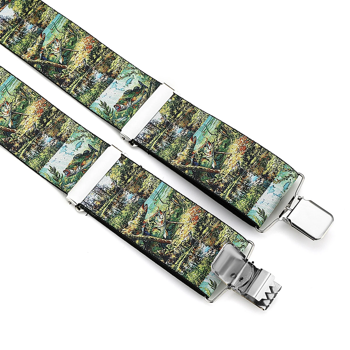 Printed Camouflage Suspenders with Animal Patterns, Adjustable and Non-Slip