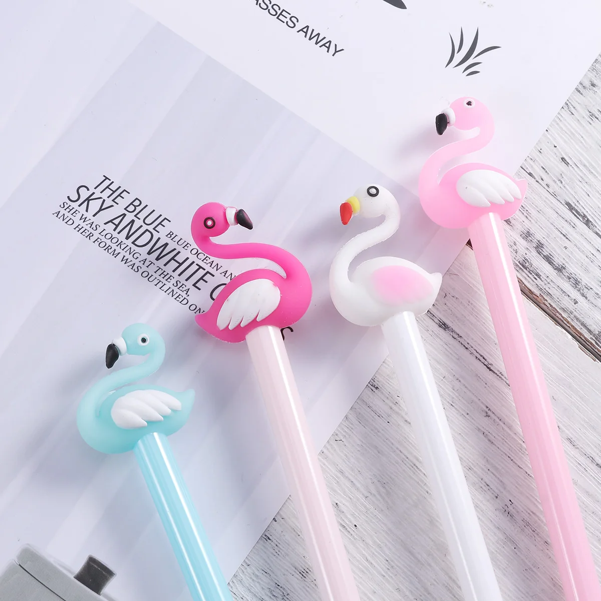 12 Pcs Flamingo Gel Pen Student Office Accessories Accessory Stationery Black Ink Writing Cute