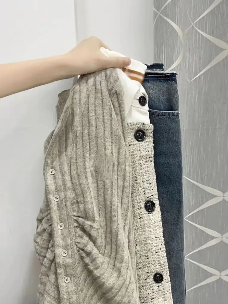 الكورية سترة متماسكة النساء Y2k الملابس الخامس التلبيب كم طويل محبوك البلوز طوق سترة معطف خمر سليم الجرافيك تي شيرت #5