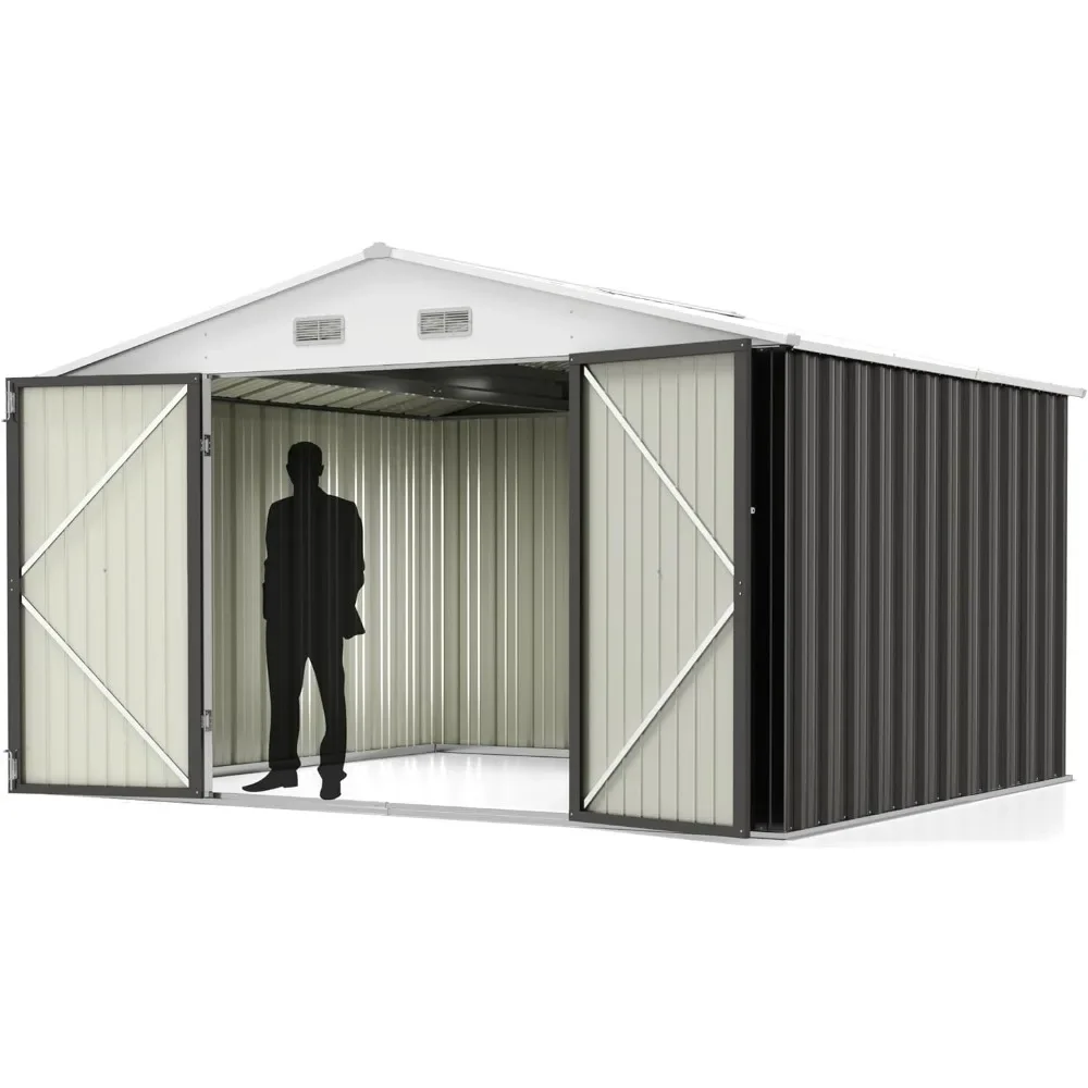 

Metal Outdoor Storage Shed 10FT x 8FT, Steel Utility Tool Shed Storage House with Door & Lock, Metal Sheds Outdoor Storage