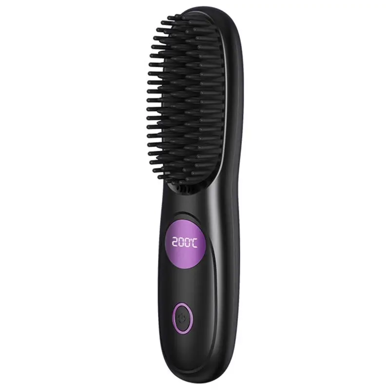 

【PASSIONE】Беспроводная щетка-выпрямитель для волос, портативная мини-щетка для выпрямления волос с LED-дисплеем на 3 температурных режима, щетка для путешествий