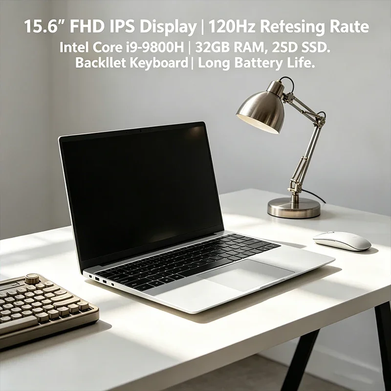 15.6 Inch FHD IPS Notebook 120Hz Screen Intel i9-9880H 32GB RAM 2TB Fast SSD Backlit Keyboard Long Lasting Battery