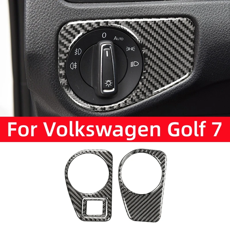 For Volkswagen Golf 7 Gti Mk7 2013-2019 Carbon Fiber Auto Headlight Switch Decoration Frame Cover Trim Sticker Car Accessories