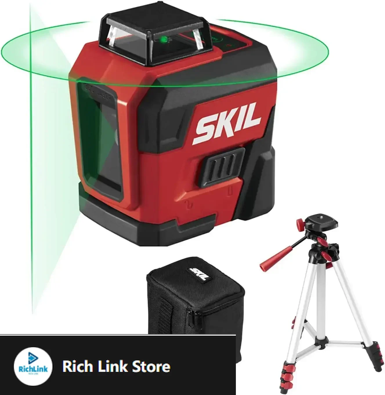 

100ft Self-Leveling Green Cross Line Laser with Rechargeable Battery, Tripod & Bag，construction tools,laser measuring tool