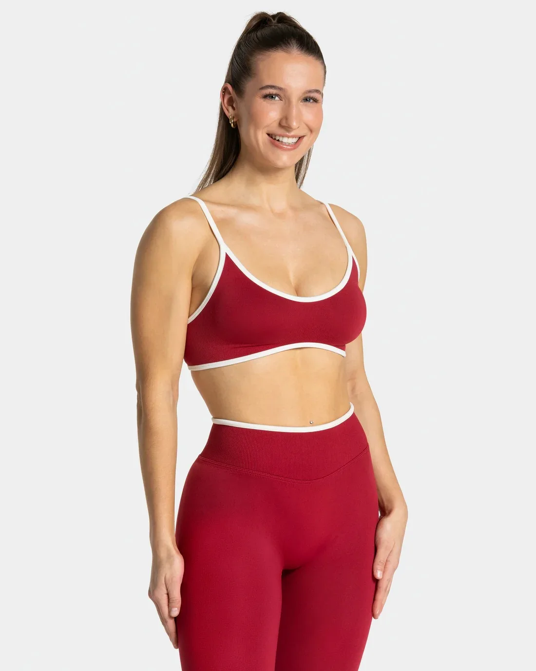 Nahtloser Damen-Sport-BH mit Farbblockdesign, Outdoor-Fitness-Kurztop, sexy rückenfreier Strick-BH mit Brustpolster und Trägern für den Sommer – Detail 21