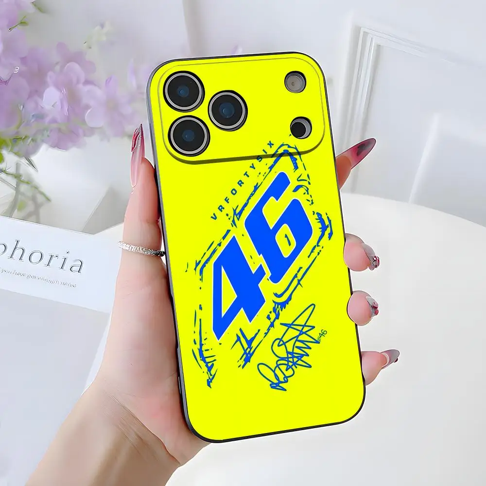 V-Valentino Moto Gp R-Rossi 46 Phone Case For IPhone 17 Air 16 E Pro Max 15 14 13 Mini 12 Pro 11 Max Plus Black Soft Shell