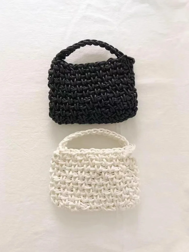 

New Arrival Durable Cotton Rope Handmade Woven Handbags 2025 Lady Hollow out Design Fashion Shoulder Bag Cute Crossbody Bag Tote
