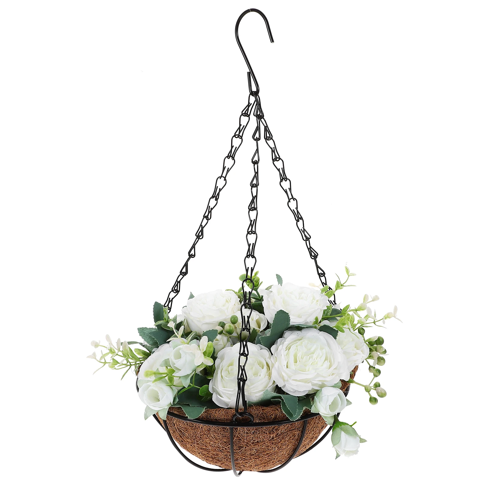 

Simulated Peony Hanging Basket Artificial Plants Outdoor Decor Pink Coir Potted Plants Artificial Decor Wreath Garden Wedding