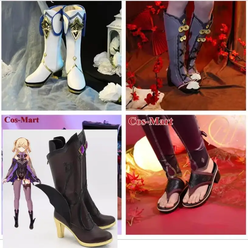 

Cos-Mart Game Genshin Impact Yunjin/Fischl/Sucrose/Kuki Shinobu Shoes Cosplay Universal Combat Boots Role Play Used Accessories