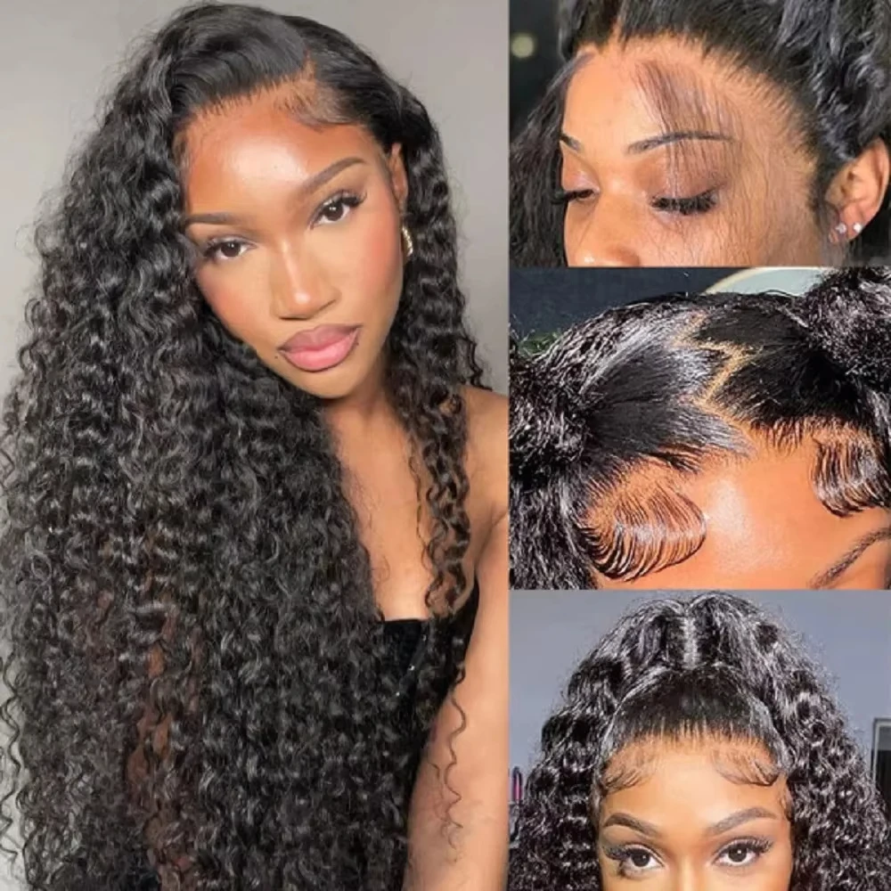 Deep Wave Lace Front Wig 13x4 13x6 HD Transparent 22 30 Inch 200 Density Pre Plucked Natural Hairline Brazilian Remy Human Hair Wigs For Black Women