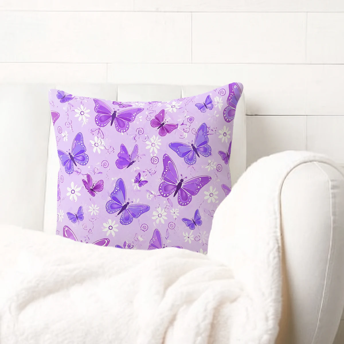 Watercolor Floral Pattern Polyester Pillow Cover - Decorative Cushion Case for Sofa, Bedroom, Living Room, No Insert Included