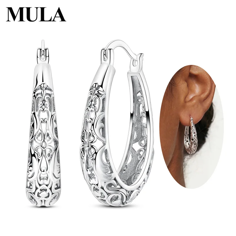 MULA 925 Sterling Silver Vintage Floral Vine Openwork Earrings for Woman Ladies Wedding Engagement Party Jewelry Fashion Gift