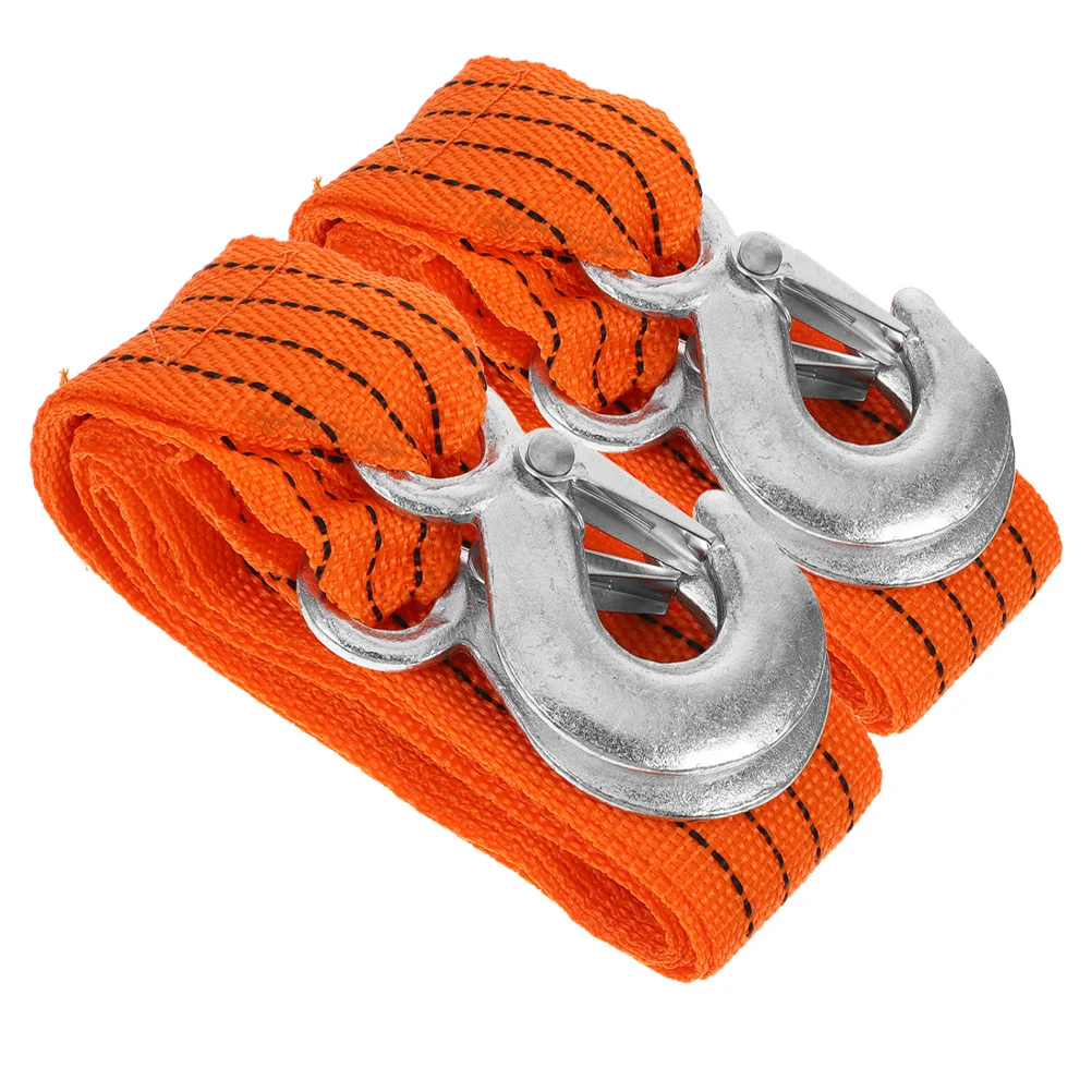 

2Pcs Tow Straps Heavy Duty 3-Ton 3m Orange Quick Release Hooks Vehicle Recovery Cargo Securing Straps Soft Loops