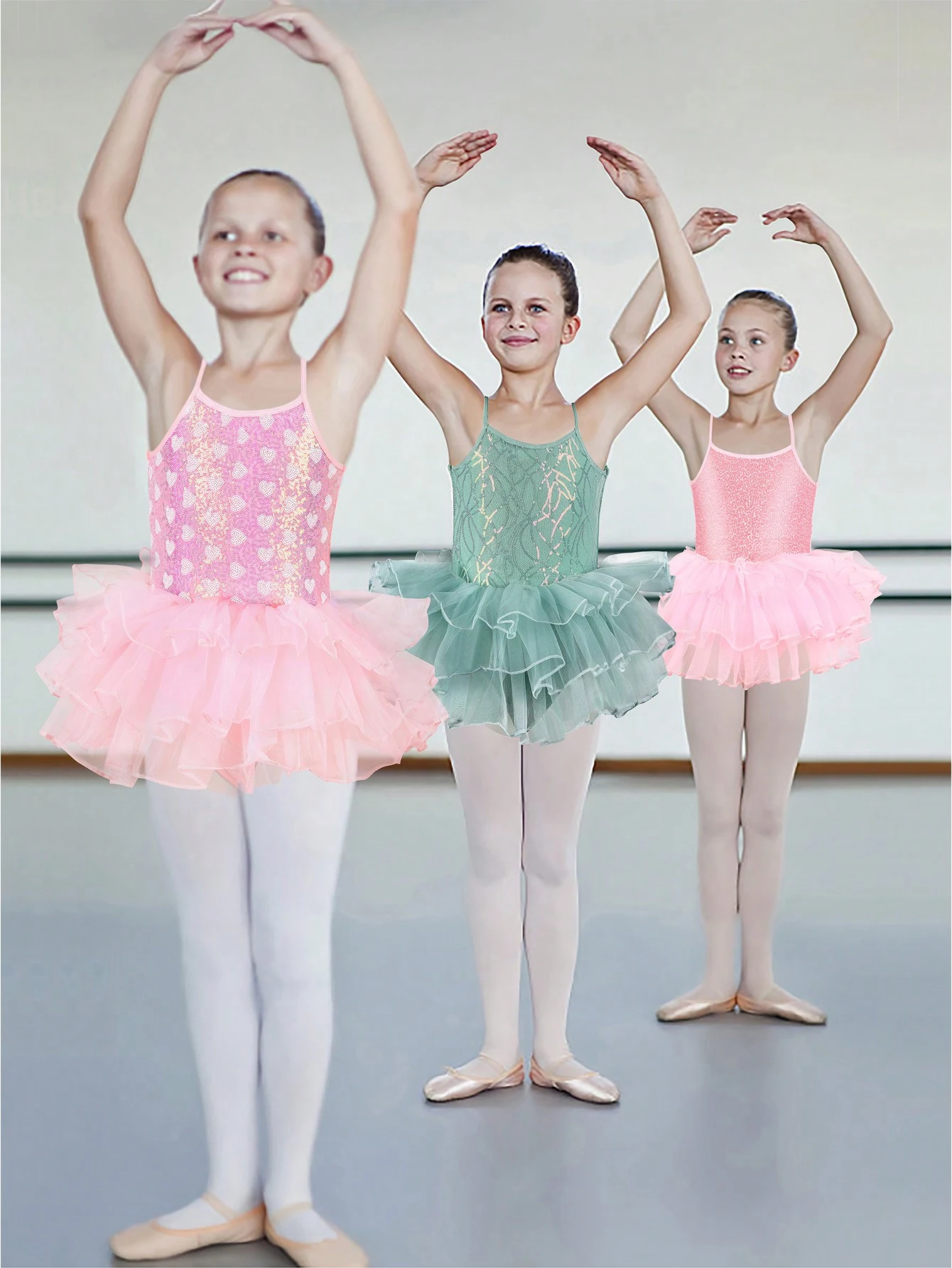 Camisola de lentejuelas brillantes para niñas, vestido tutú, leotardos, traje de Ballet, trajes de baile para niños