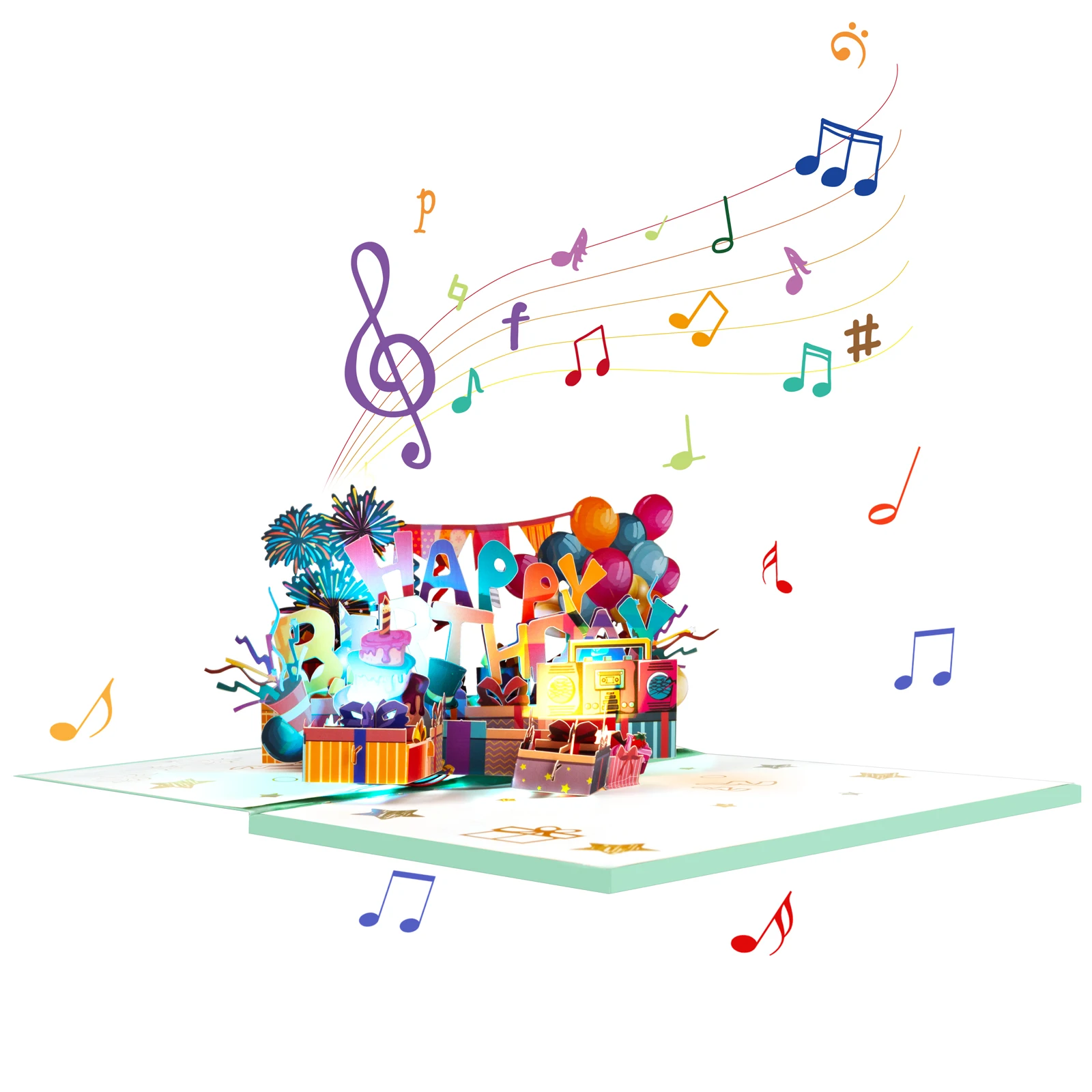 Musikalische Geburtstags-Pop-Up-Karte mit Licht und Musik, 3D-Grußkarte für Kinder, Erwachsene, Männer und Frauen – Detail 2