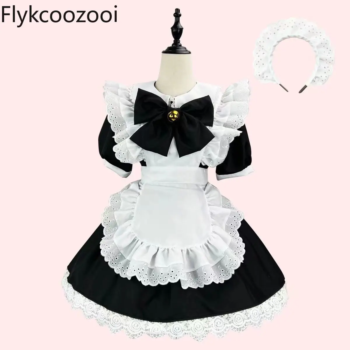 Vestido de sirvienta blanco y negro Lolita lindo Vestido con lazo grande Cosplay delantal de Anime Милая Руislav Л®лита Vestido de moda Gotic Lolita