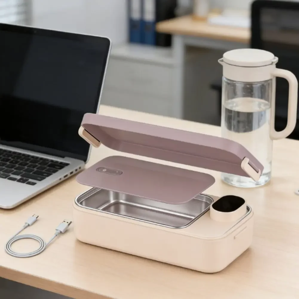 

Stainless Steel Heated Food Container With Smart Temp Settings And Leak Proof Design 26x12x7cm For Travel Work