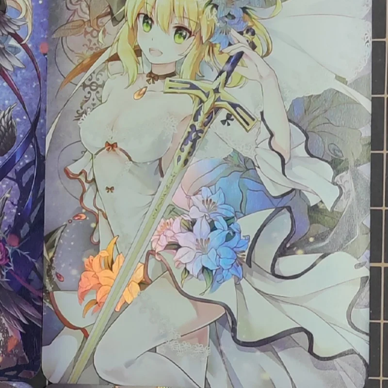 2Pcs/Set ACG Girl Fate Grand Order Cards FGO Saber Nero Claudius Anime Game Characters Color Flash Collection Card DIY Toy Gfit