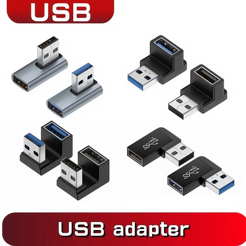 USB 3.0 ذكر إلى أنثى 90 درجة الزاوية اليمنى تمديد محول USB الصعودي الكوع محول 10Gbps لأجهزة الكمبيوتر المحمول موصل تحويل