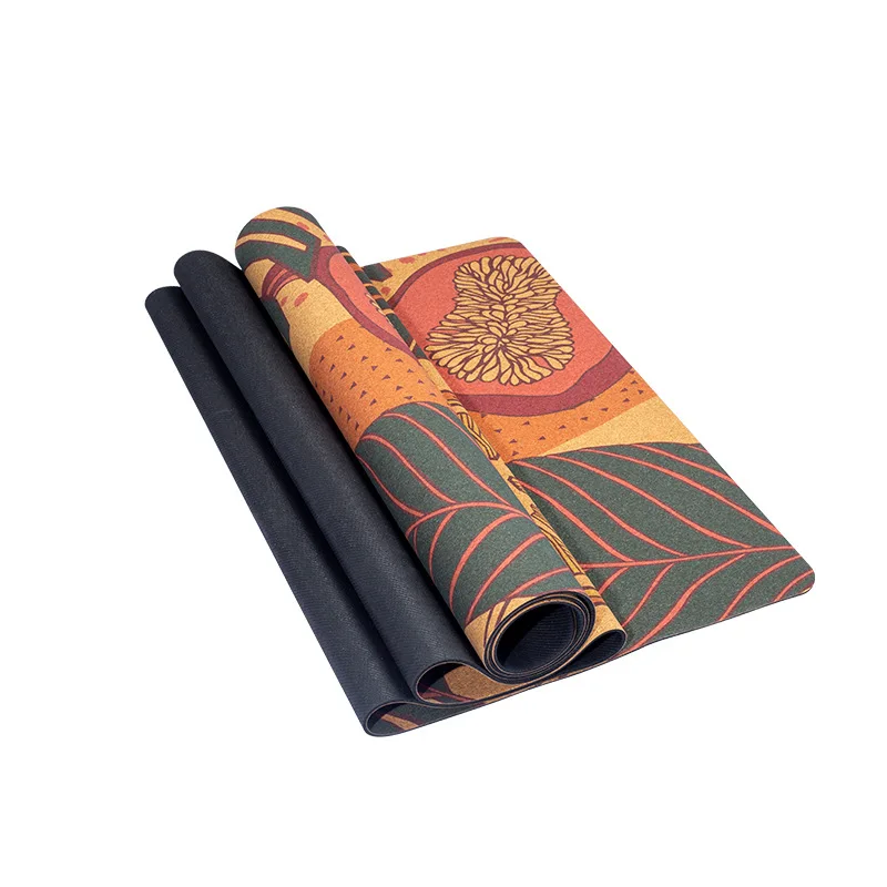 Rubber Cork Color Printed Yoga Mat Body Position Line Yoga Mat Fitness Mat