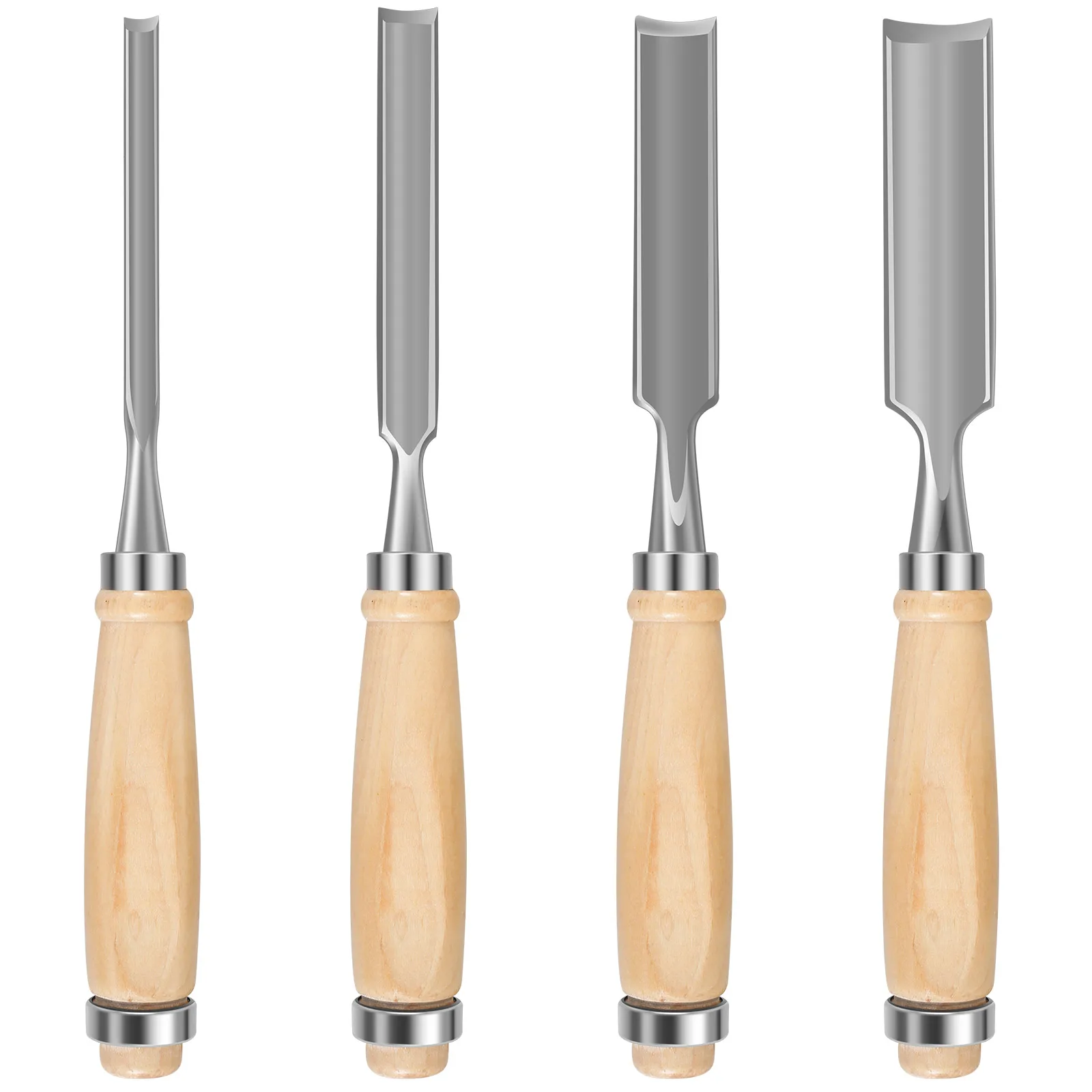 4Pcs Wood Carving Gouges Half-Round Chisel Carbon Steel Woodworking Chisel for Wood Engraving Woodworking Tool 1/4 1/2 3/4 1inch
