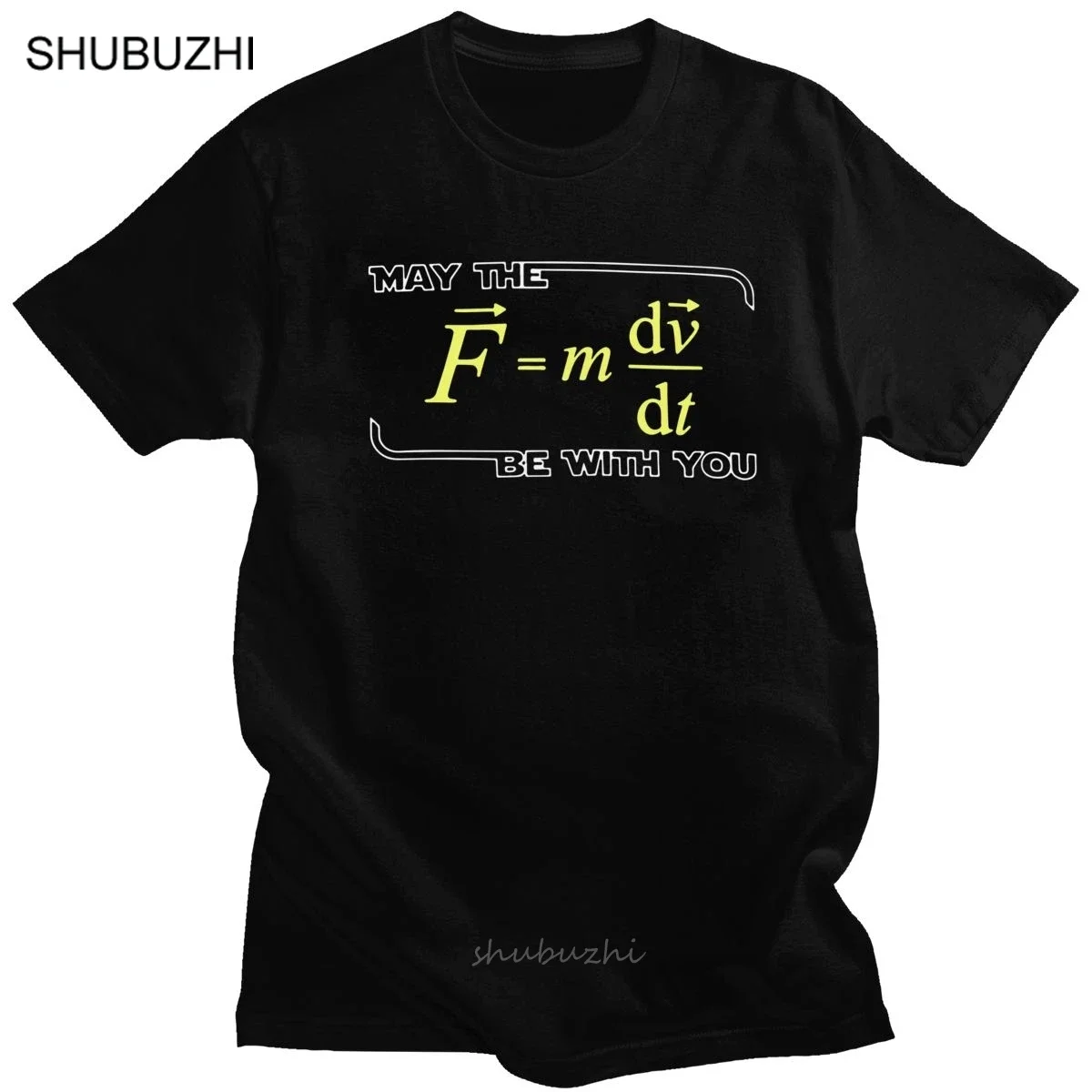 May The (F=mdv/dt) Be With You T Shirt for Men Pure Cotton Funny Physics Science Tshirt Short Sleeved Math Tee Leisure T-shirt