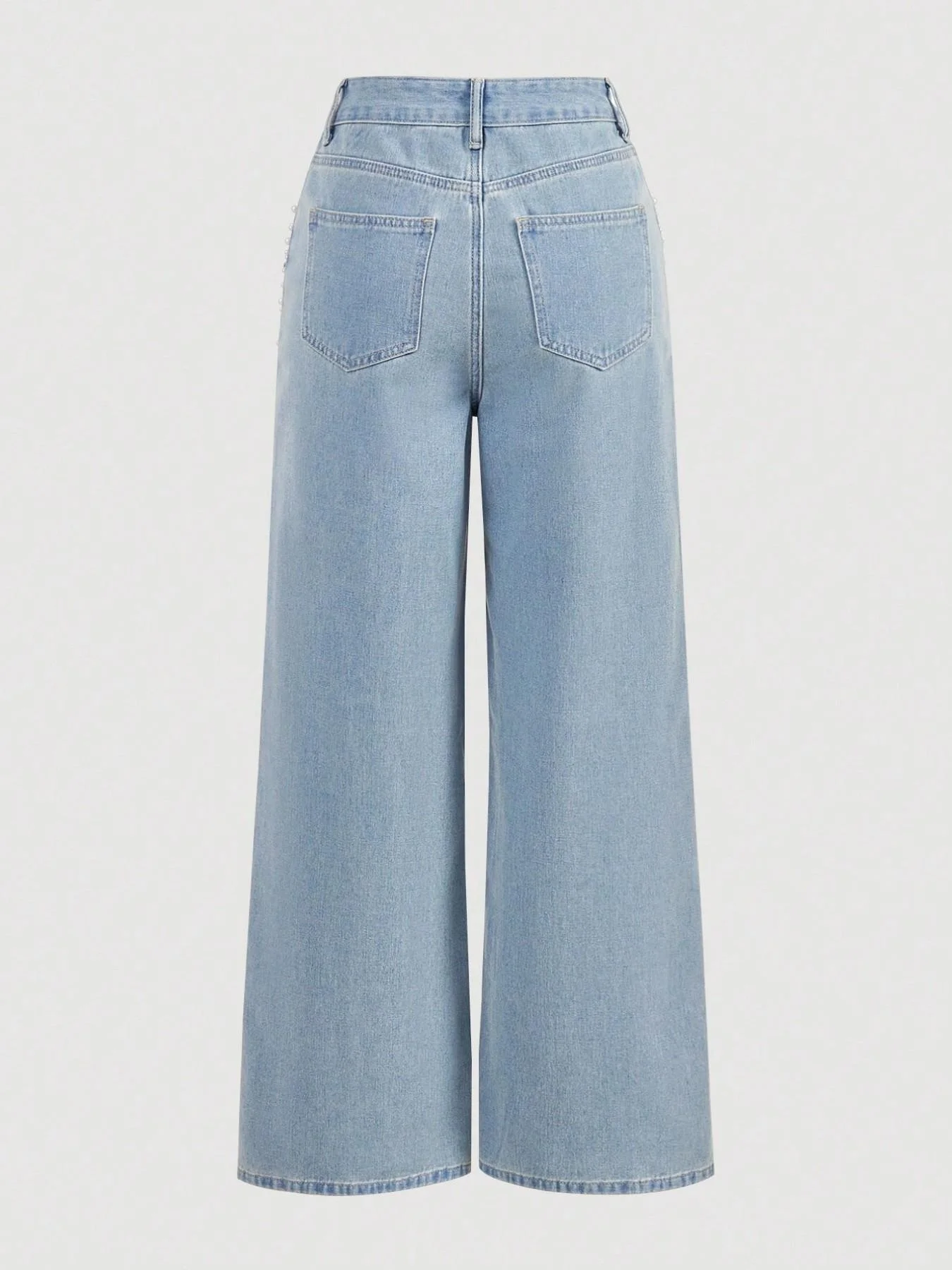 High-End Pearl Rhinestone Jeans, Fashionable Casual Long Pants, Loose-Fitting Graphic Jean for All Seasons, Stylish and Luxuriou