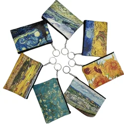 Van Gogh Art Painting Coin Purse Sunflower Starry Night Skeleton Women Wallet Men Purses Money Coin Bags Credit Card holder Bag