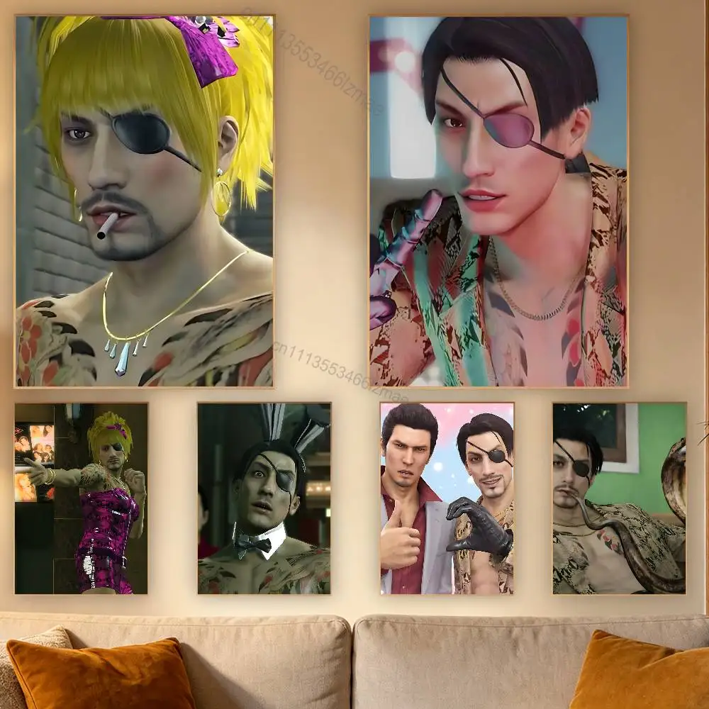 Goro Majima Game Y-Yakuza Cute Poster Retro Paper Sticker DIY Room Bar Cafe Aesthetic Art Wall