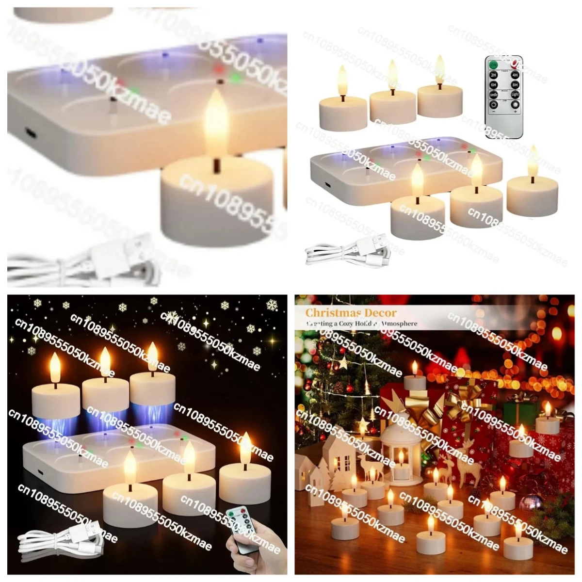 T43C 6Pcs Rechargeable Flameless LED Tea Lights | with Charging Station, Remote Control & Timer - Battery Powered Fake Candles