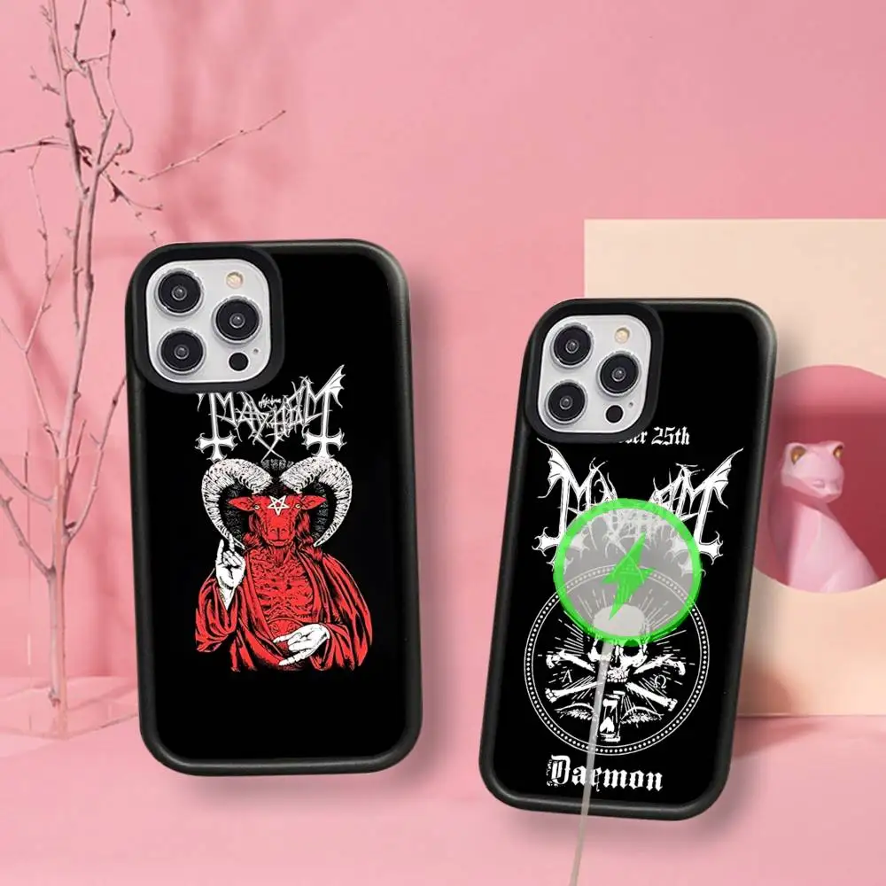 

Popular Rock Band Mayhem Death Magnetic Wireless Phone Case For IPhone 17 16 15 14 Plus 13 12 11 Pro Max
