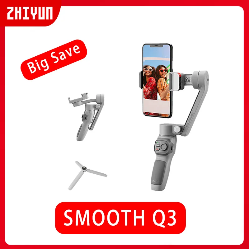 ZHIYUN Official SMOOTH Q3 Gimbal Smartphone 3-Axis Phone Gimbals Portable Stabilizer for iPhone 14 pro max/Xiaomi/Huawei