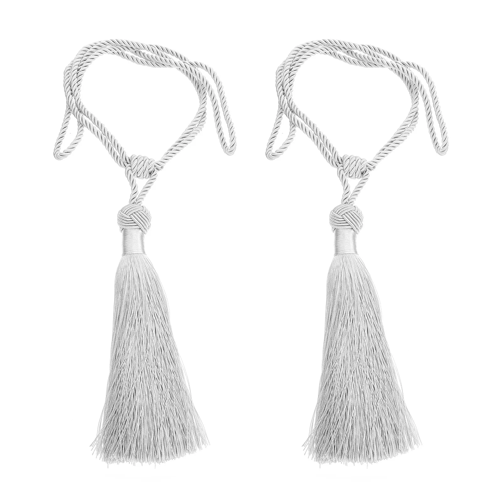 

2Pcs No Punching Curtain Tiebacks Woven Tassel Curtain Strap Decorative Tie Ropes for Home Office Window Rope Tie Backs