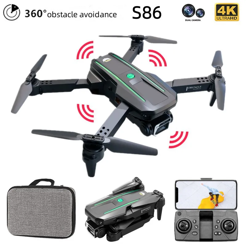 S86 Drone 2.4G Wifi Mini Drone 4K Professionele Dubbele Camera Obstakels Vermijden Helikopter Afstandsbediening Quadcopter Rc Drone Speelgoed