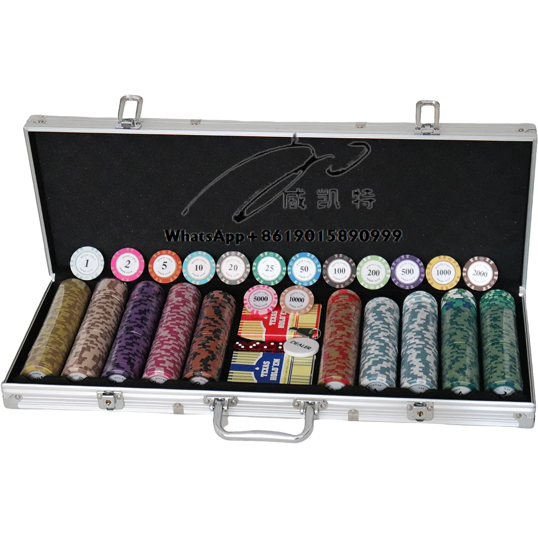 Personalized Las Vegas Monte Carlo Blank Supply 500 ABS Ceramic Token in Aluminum Case Clay Poker Chip Set With Briefcase - view 3