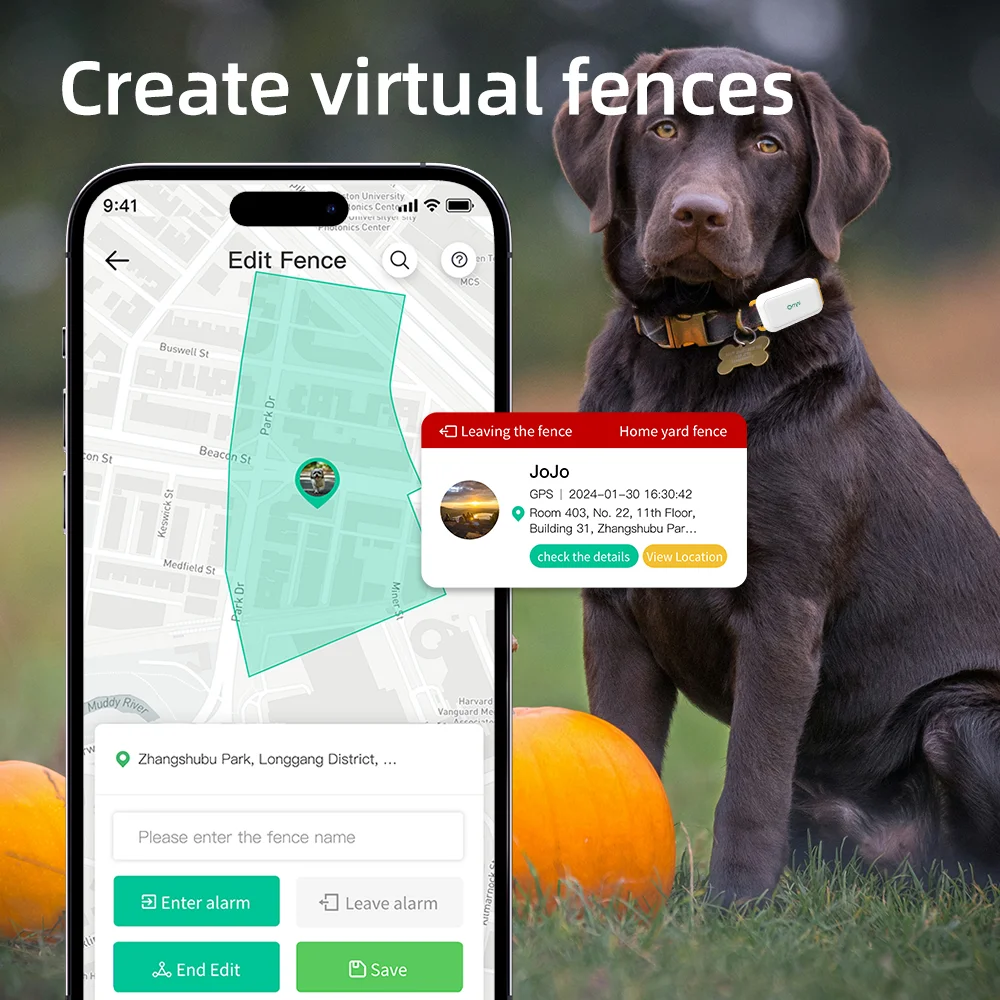 وصول جديد في الوقت الحقيقي جهاز تعقب محدد 4G كلب صغير لتحديد المواقع طوق المقتفي مع تطبيق Omni